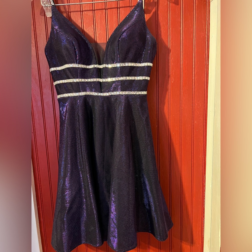 Narianna  Purple Prom Dress with Silver Accents XS - Picture 4 of 9